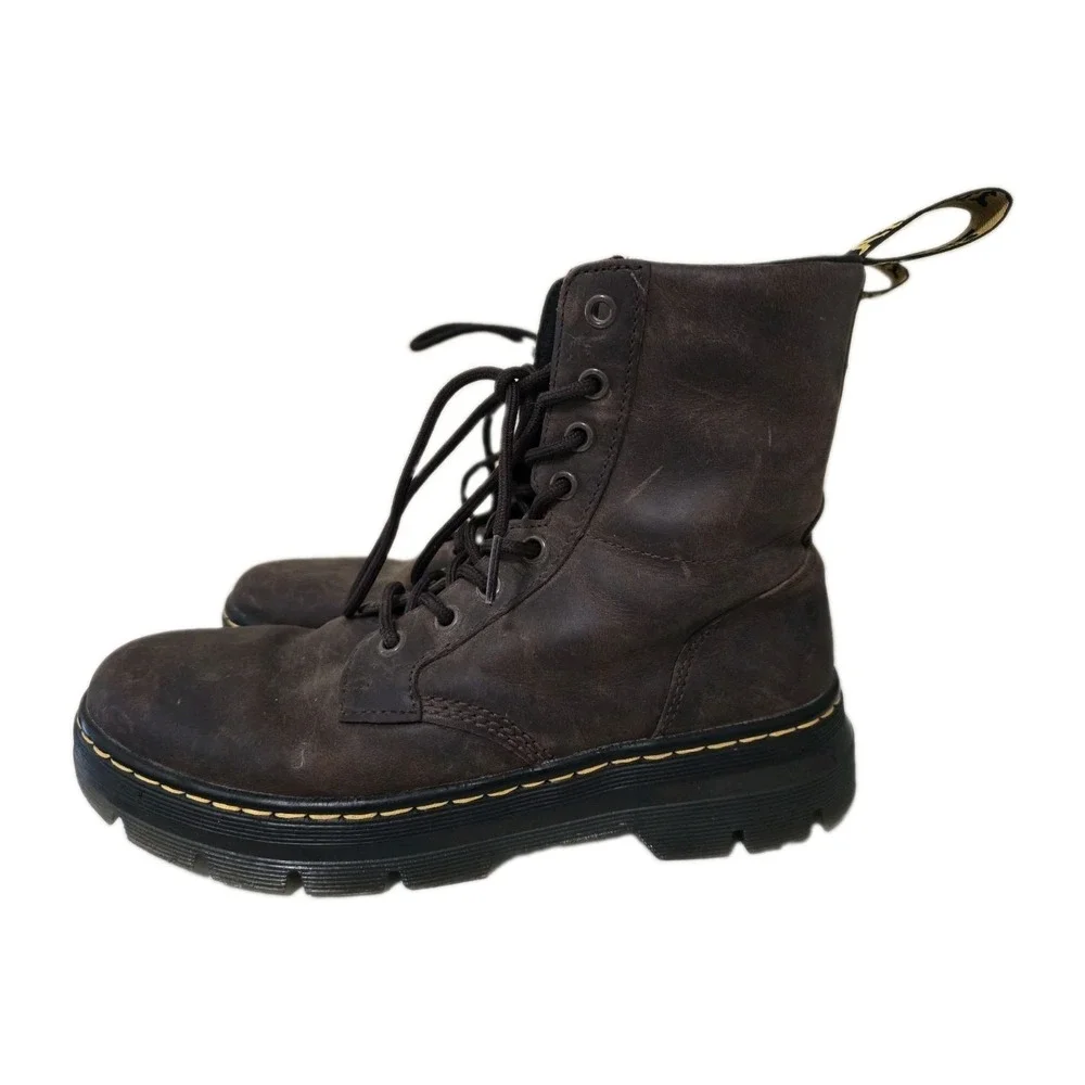 Dr Martens Combs Leather Casual Boots Crazy Horse Brown Mens Size 8 Womens 9